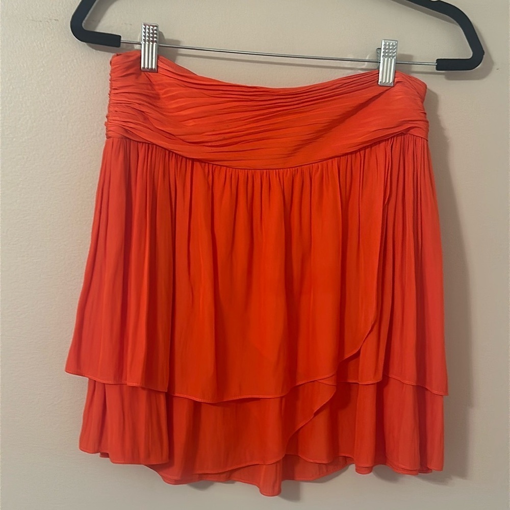 Ramy Brook Teresa Orange Sunrise Mini Skirt 
Sz 6 Party Tailgating Cowgirl Chic